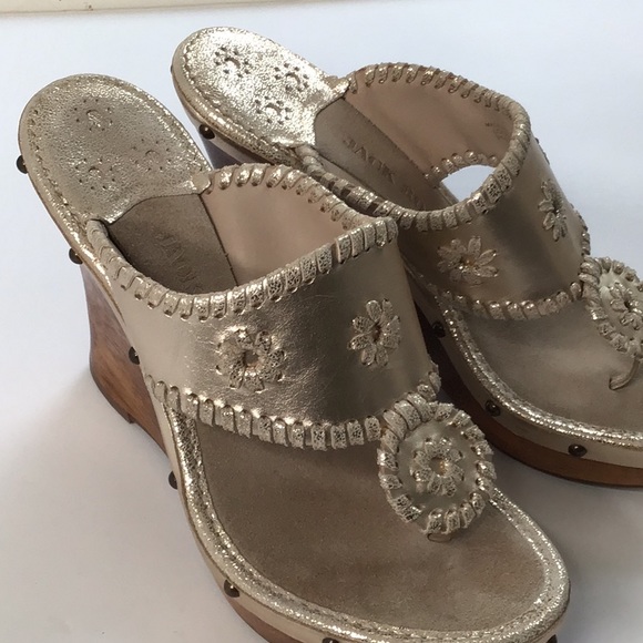 Jack Rogers Gold Platinum Wedge size 6.5 Marbella - Picture 2 of 16